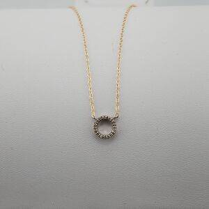 Marc Marcella Diamond Circle Pendant Necklace Gold Plated Sterling Silver 15"